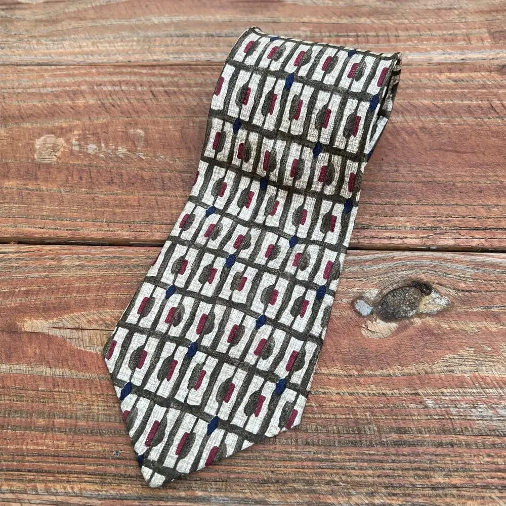 Vintage 60s Barbara Blank 100% Silk Tie 4” Wide Abstract Geometric Mod Necktie